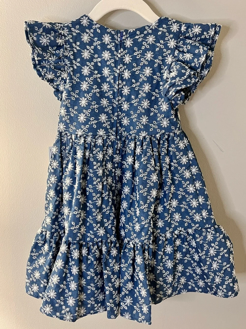 Pippa & Julie Blue Floral Embroidered Girls Dress NWT